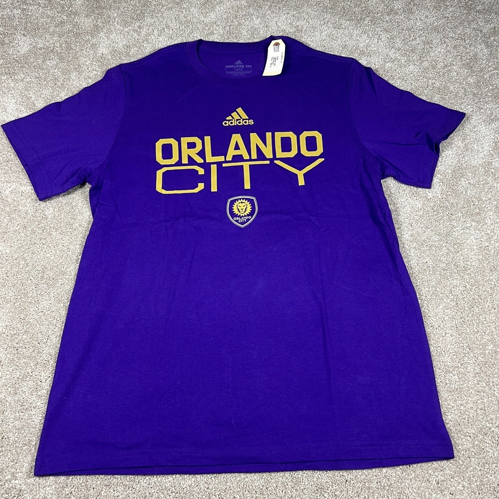Adidas Mens Medium Purple Orlando City SC Soccer‎ Club Football T-Shirt NWOT